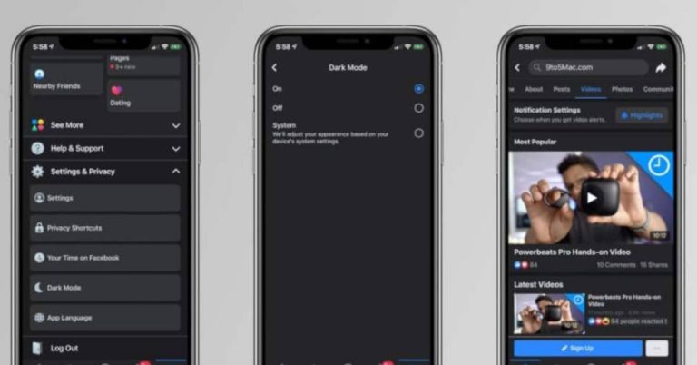 mất dark mode trên facebook