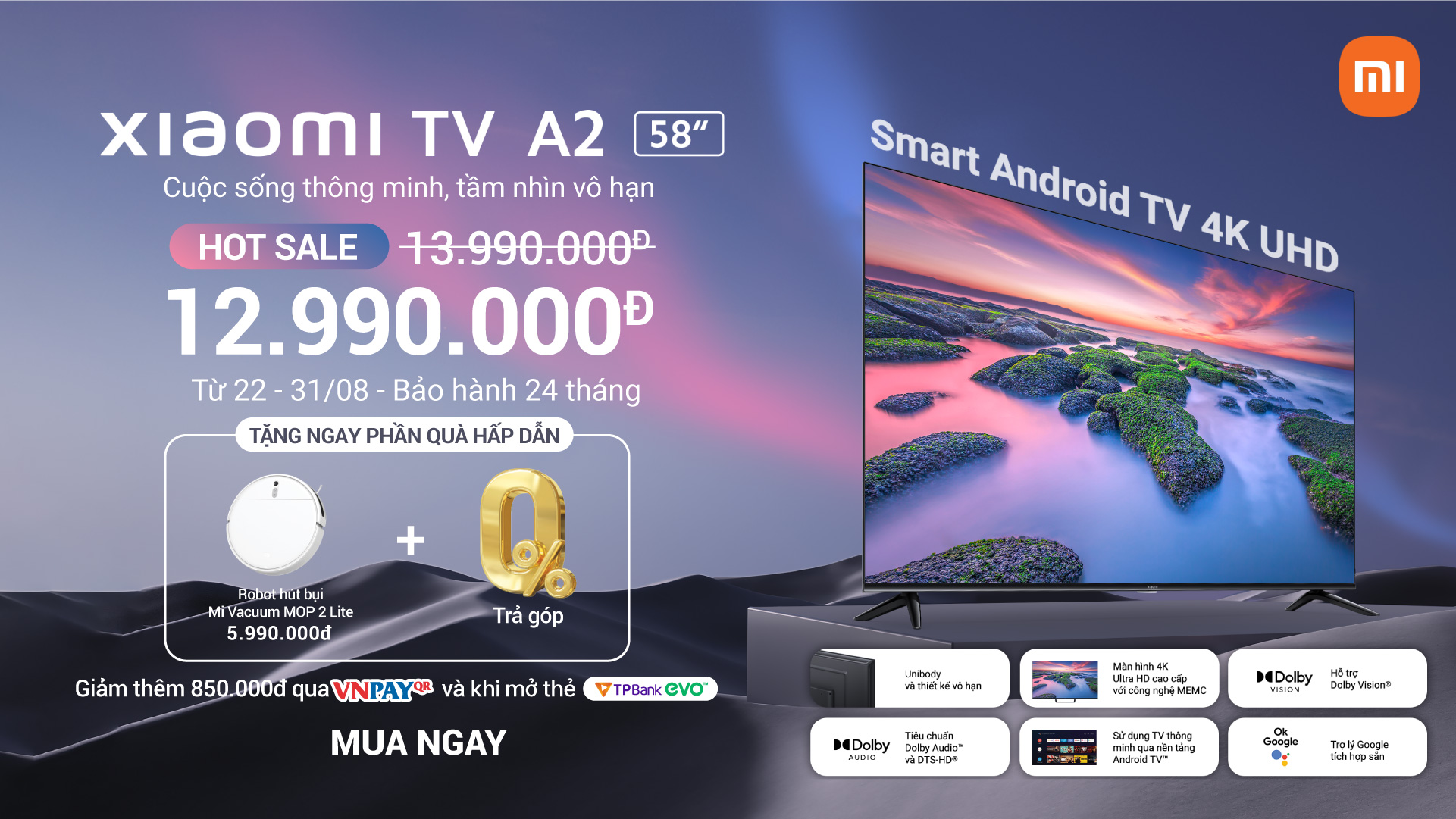 landing Hotsale Smart TV Xiaomi A2 58-02
