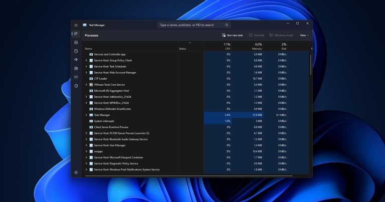 Xuất hiện thanh tìm kiếm trong Task Manager trên Windows 11