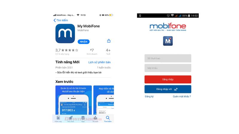 Tìm vả tải ứng dụng My MobiFone