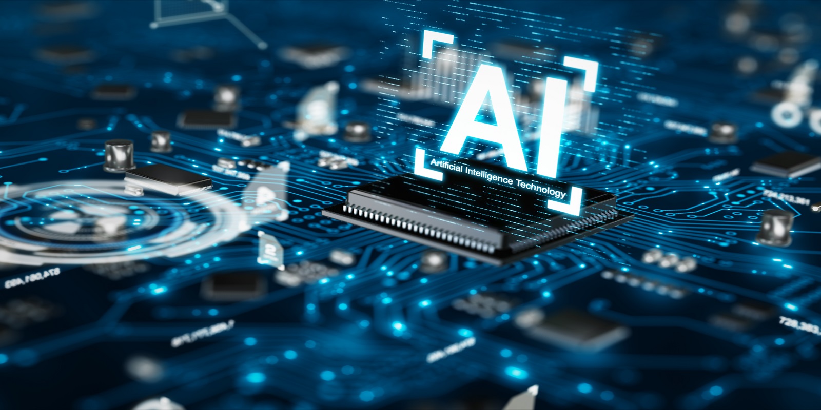 3D render AI artificial intelligence technology CPU central proc