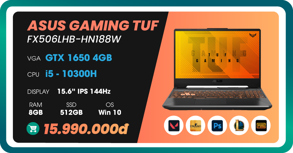Laptop ASUS Gaming TUF FX506LHB-HN188W-02