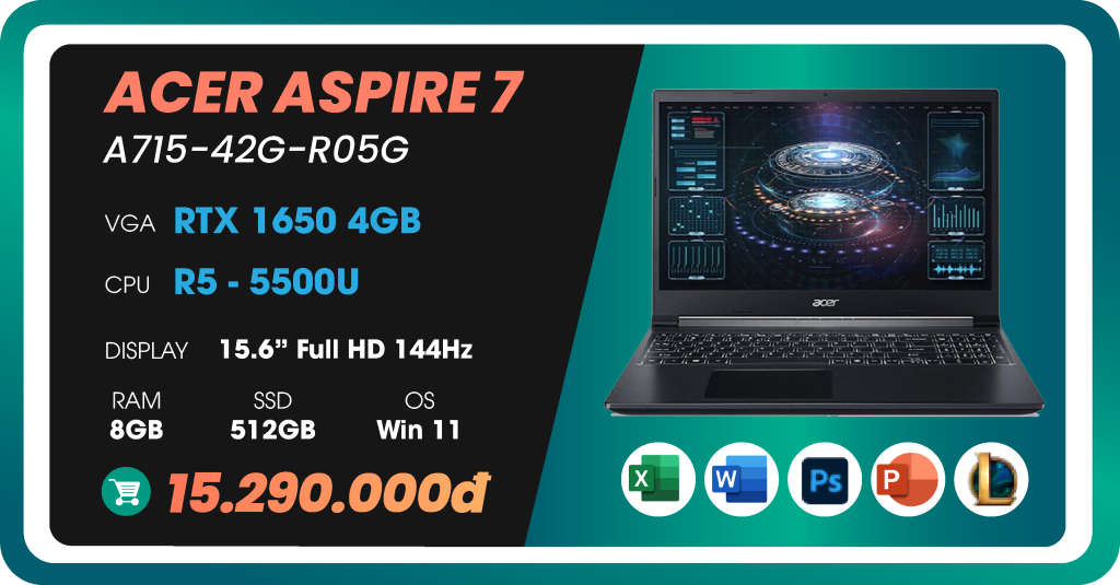 Laptop Gaming Acer Aspire 7 A715-42G-R05G-04