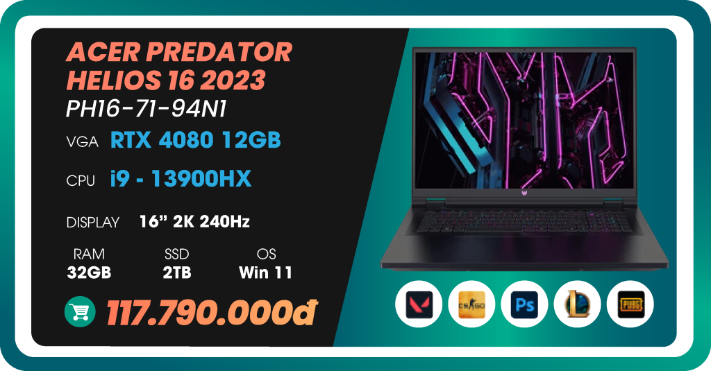 Laptop Gaming Acer PREDATOR HELIOS 16 2023-03