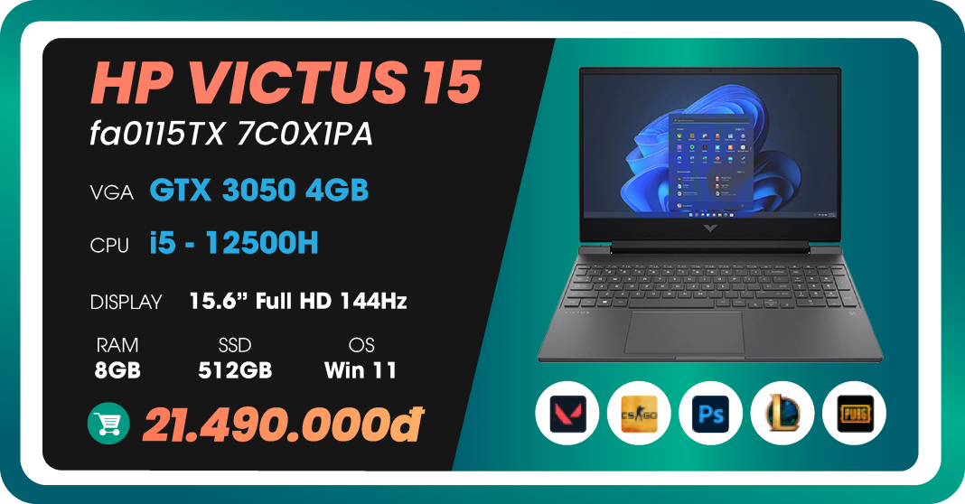 Laptop Gaming HP Victus 15-fa0115TX 7C0X1PA-03