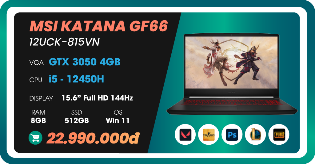 Laptop Gaming MSI Katana GF66 12UCK-815VN-03