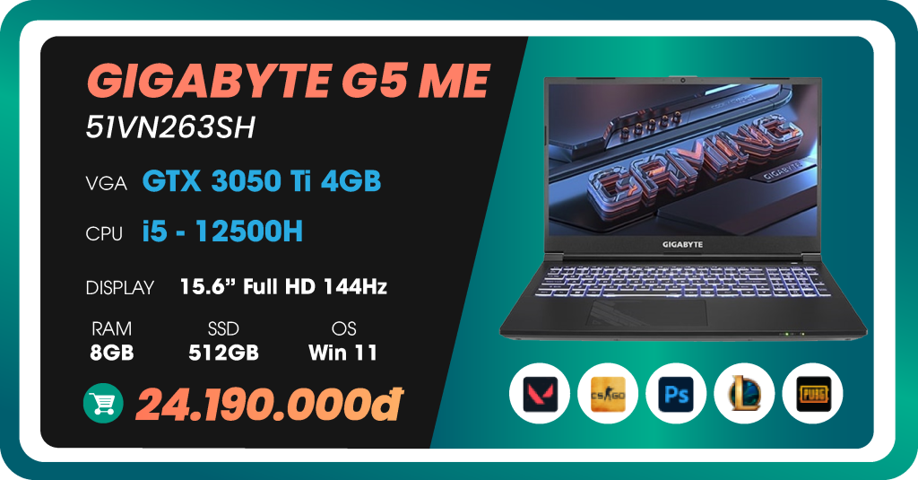 Laptop Gigabyte Gaming G5 ME-51VN263SH-03
