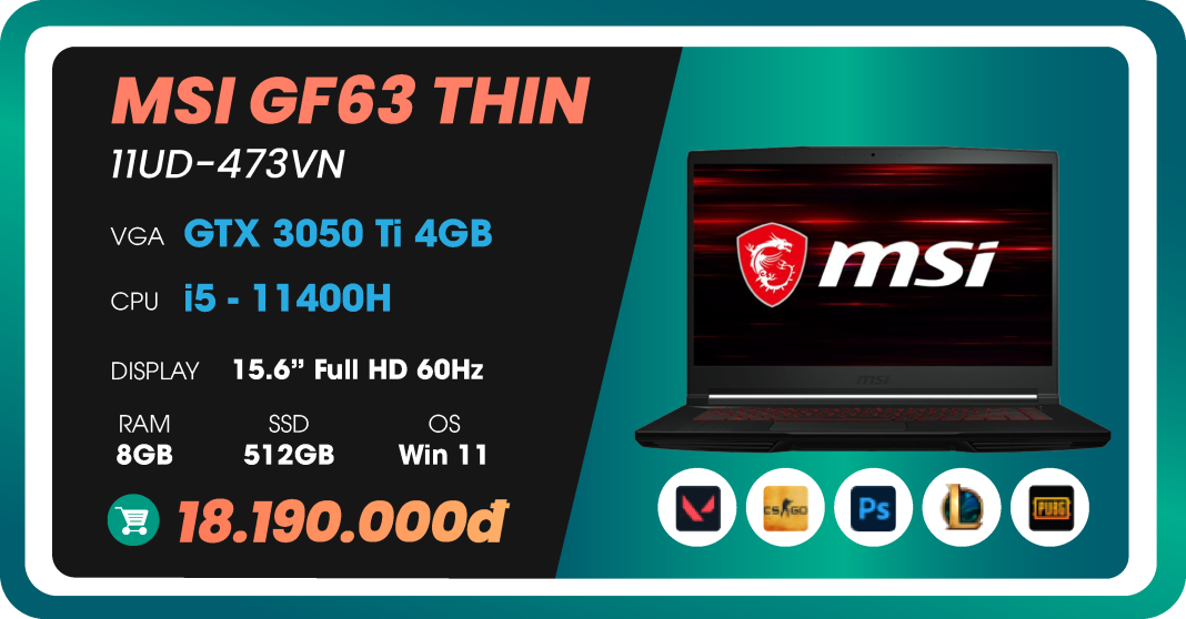 Laptop MSI GF63 Thin 11UD-473VN-03-03