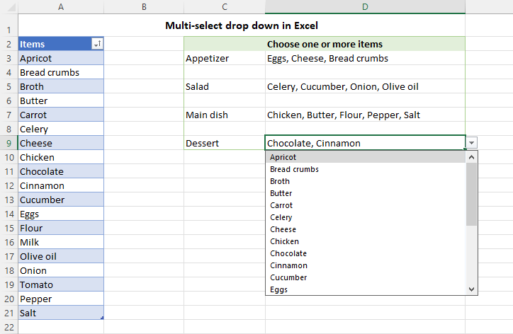 Multiple Choices In Excel