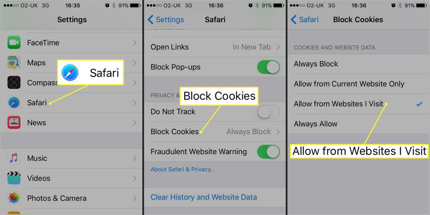 Bật cookie trên Safari trên iPhone 