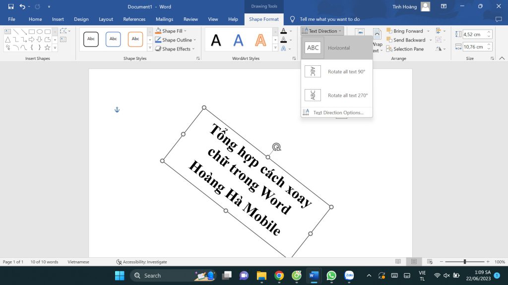 Cách xoay chữ trong Word - 4