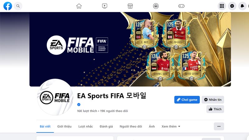 Fanpage là một trong những kênh chính thức của Fifa Mobile