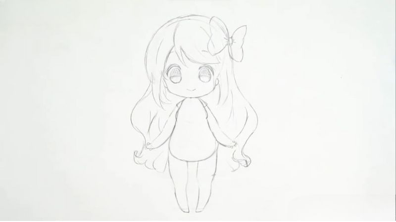 Hình vẽ đơn giản công chúa chibi cute dễ thương cho các bé tập tô màu