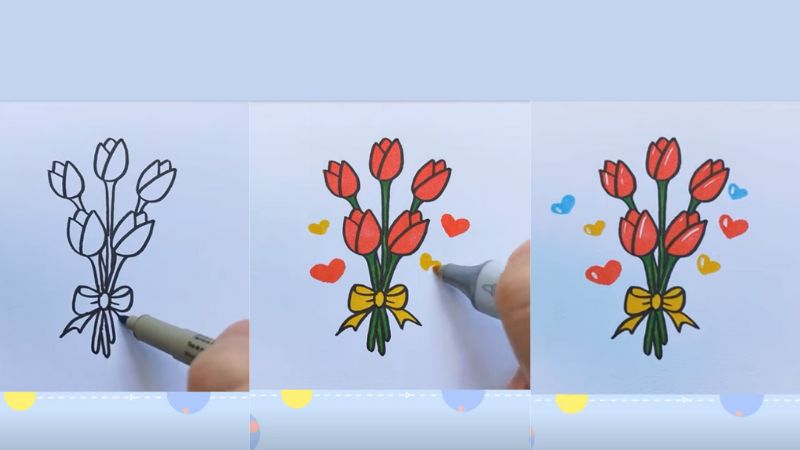 Hình cho bé tập vẽ những bông hoa xinh đẹp nhất - Kids Art&Music Saigon