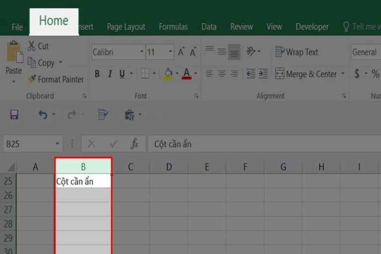 Cách ẩn cột, dòng, sheet trong Excel 2010, 2013, 2016, 2020