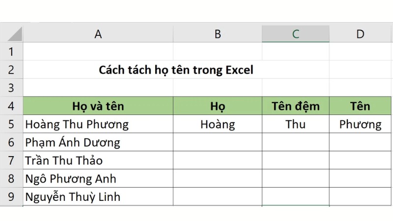 Sử dụng chức năng Flash Fill - cơ hội tách thương hiệu nhập Excel cach-tach-ten-trong-excel-14