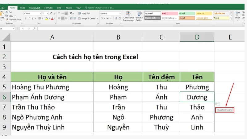 Sử dụng chức năng Flash Fill - cơ hội tách thương hiệu nhập Excel cach-tach-ten-trong-excel-15