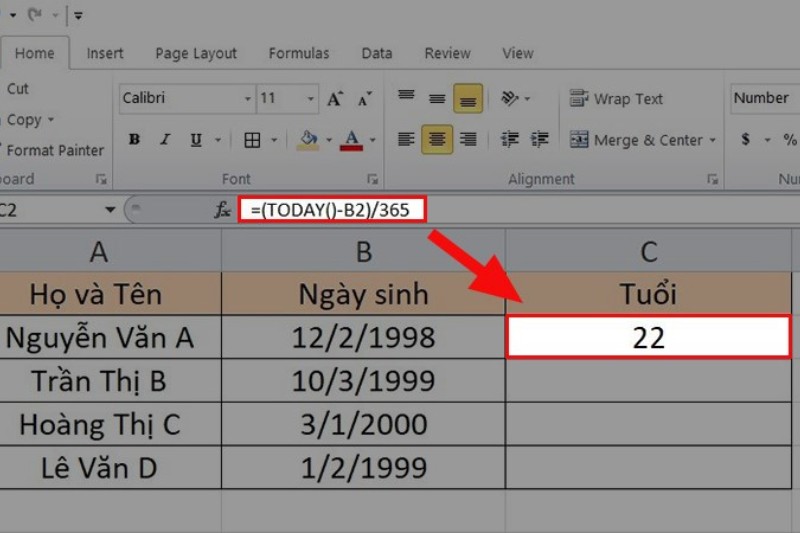 Cách tính tuổi gần đúng với hàm TODAY tinh-tuoi-trong-excel-11