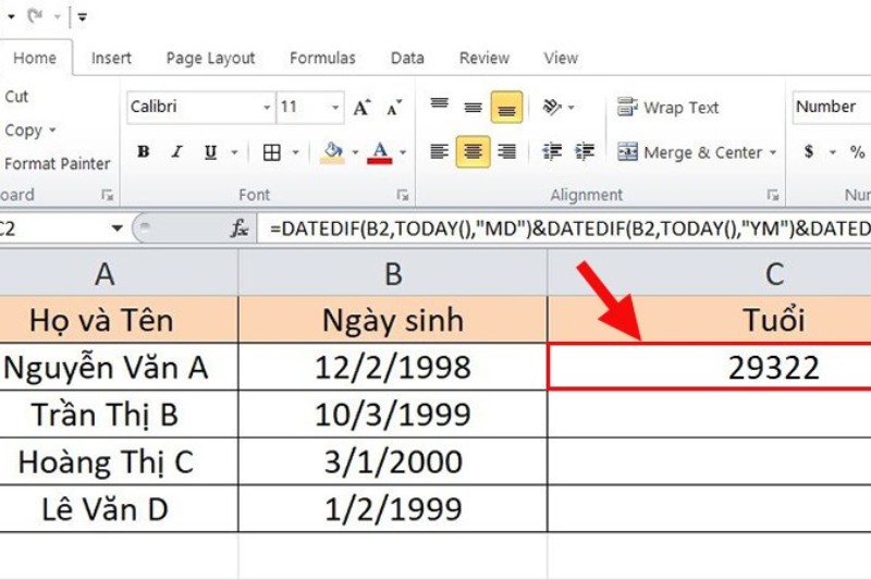 Cách tính tuổi ra ngày, tháng, năm chuẩn xác tinh-tuoi-trong-excel-13