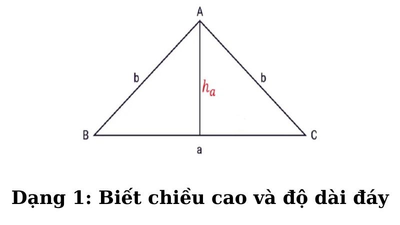 Các công thức tính diện tích tam giác đầy đủ chi tiết nhất 2 - dạng 1: Khi biết được chiều cao và độ dài đáy