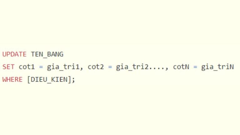 Lệnh UPDATE trong SQL Server: Khái niệm và cách dùng