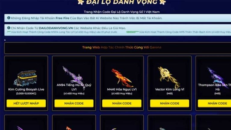 Code Đại Lộ Danh Vọng Free Fire mới nhất 2024, Cách nhập code