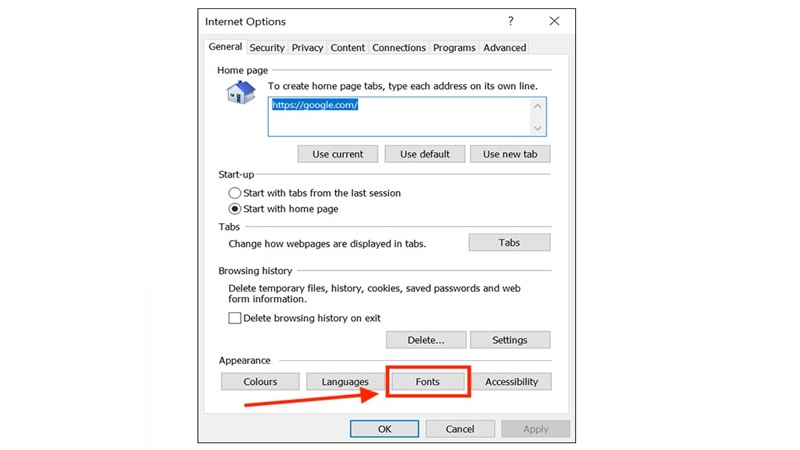 Cách thay đổi font chữ Win 10 trên Internet Explorer