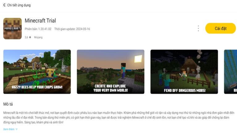 Minecraft Trial: Tải & Chơi Miễn Phí Trên Android, PC (2026)