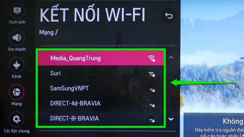 Kiểm tra kết nối Wi-Fi của TV và điện thoại