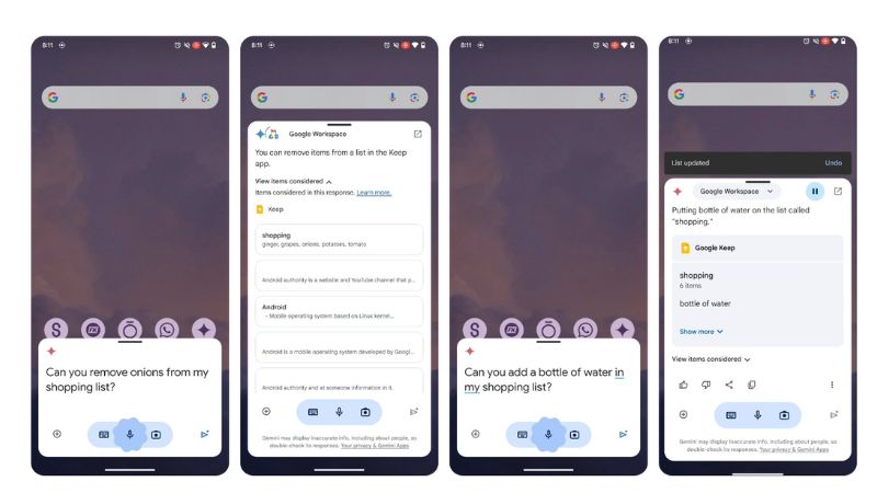 tính năng cho Gemini