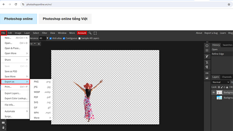 Bước 5: Tiến hành lưu lại hình ảnh đã được tách nền về máy tính bằng cách nhấn 
