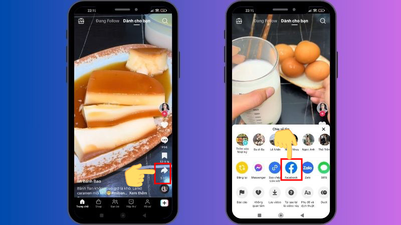 Chia sẻ ảnh chụp từ TikTok sang Facebook