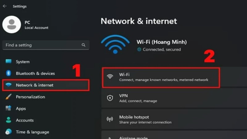 Bật/Tắt WiFi từ Cài đặt (Settings)