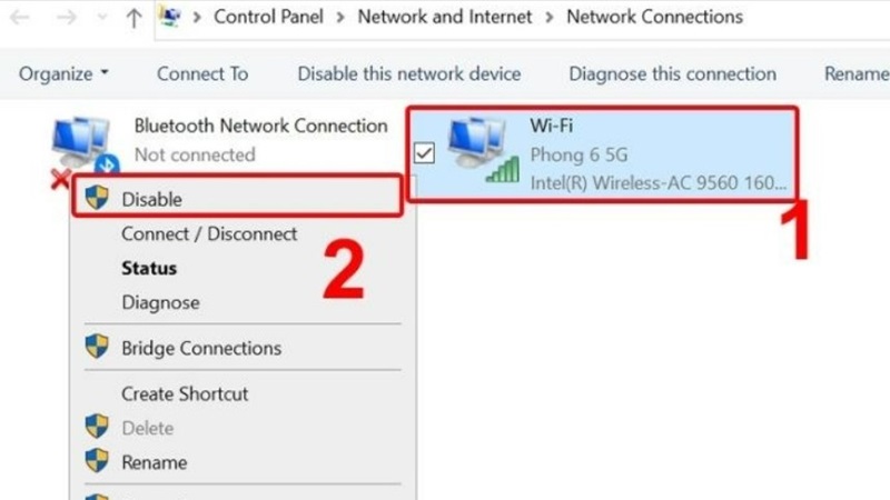 Bật/Tắt WiFi từ Control Panel