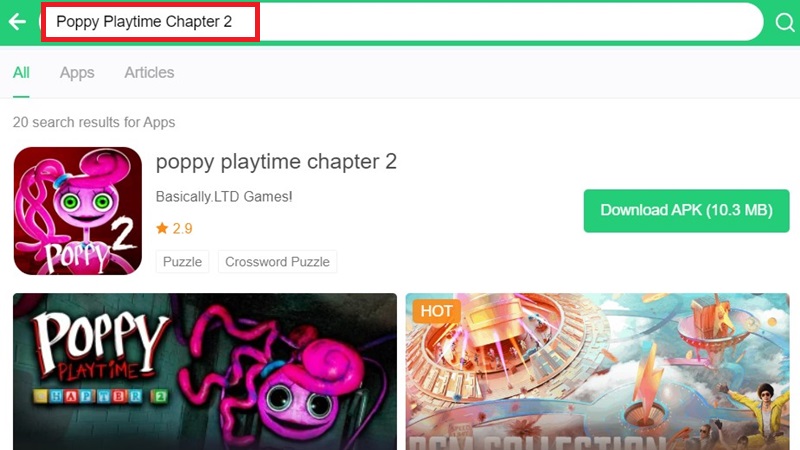 Bước 2: Tìm kiếm Poppy Playtime Chapter 2