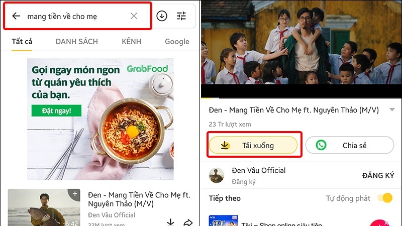 Mở ứng dụng Snaptube và tìm kiếm video