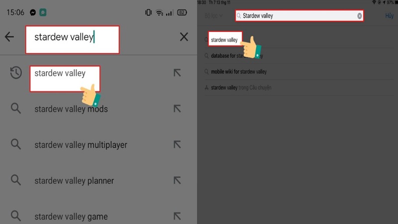 Bước 2: Tìm kiếm 