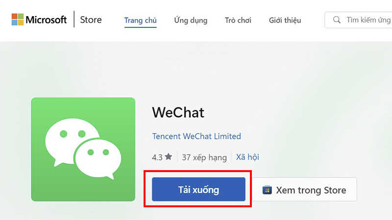 Bước 1 tải WeChat cho máy tính từ Microsoft Store