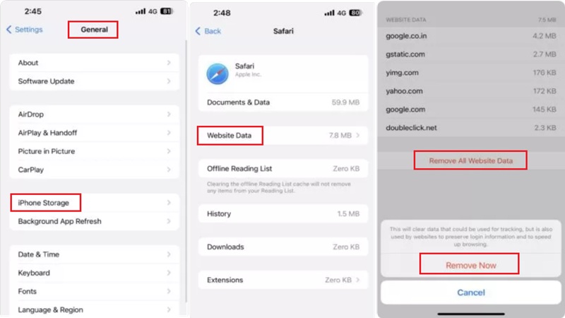 Xóa dữ liệu duyệt web