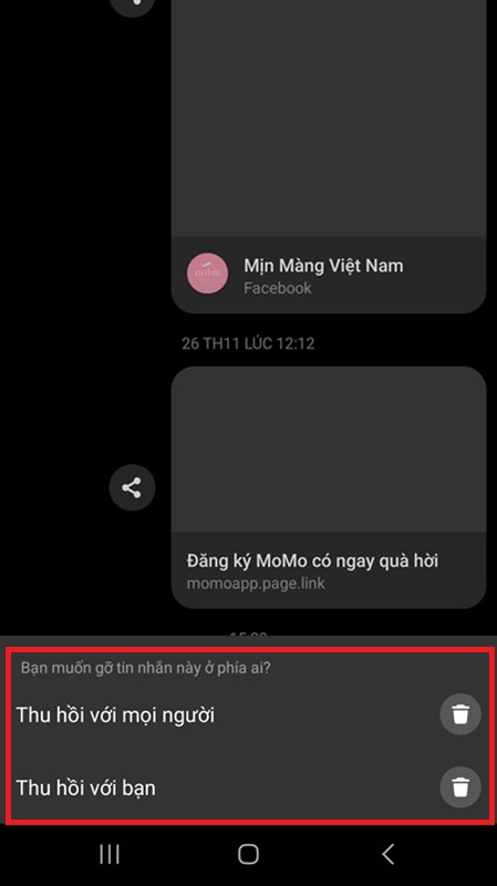 Xóa tin nhắn Messenger 2 bên trên Android