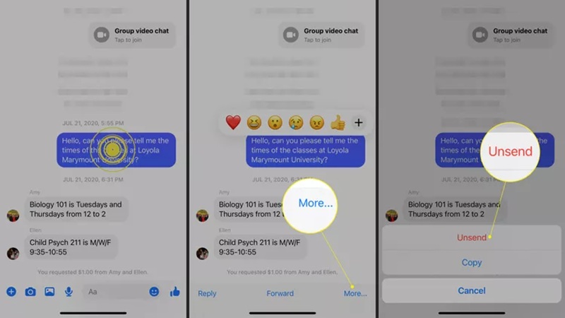 Cách xóa tin nhắn trên Messenger 2 bên trên iPhone