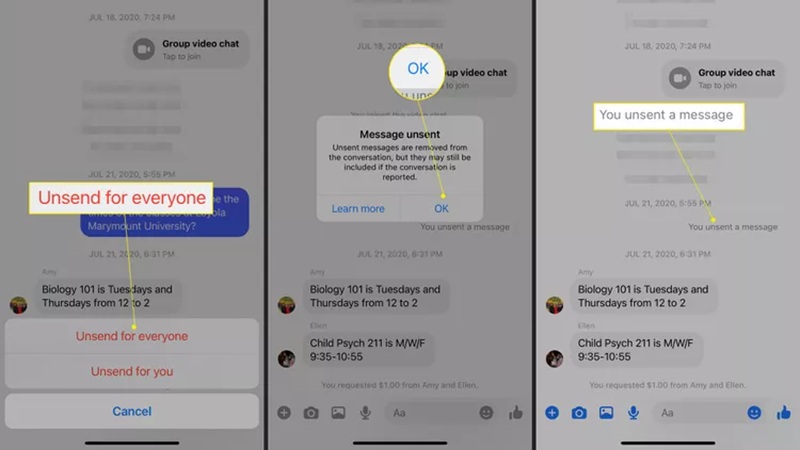 Cách xóa tin nhắn trên Messenger 2 bên trên iPhone
