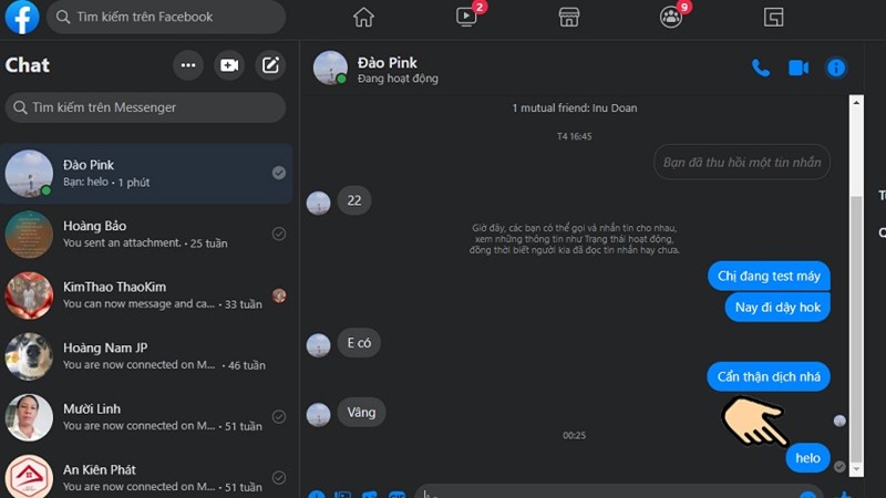 Cách xóa tin nhắn trên Messenger 2 bên từ máy tính