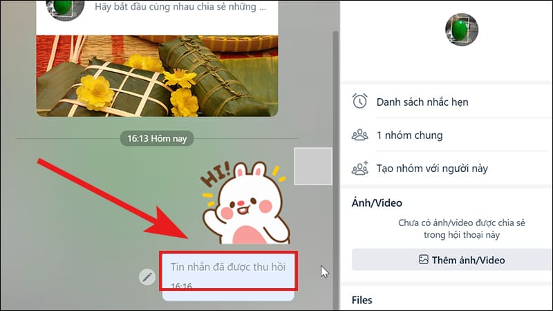 Cách thu hồi tin nhắn Zalo trên máy tính