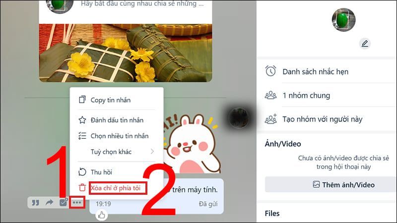 Cách xóa tin nhắn Zalo trên máy tính