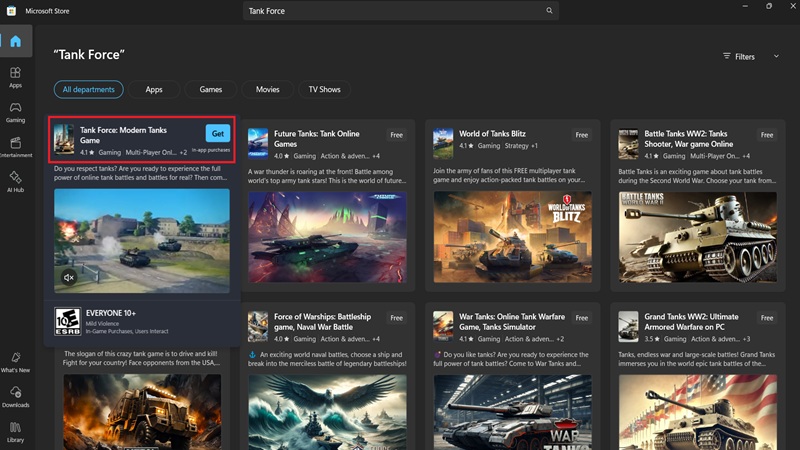 Hướng dẫn tải game xe tăng - Tank Force trên PC từ Microsoft Store