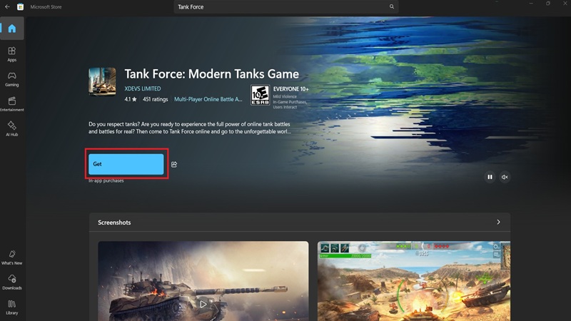 Hướng dẫn tải game xe tăng - Tank Force trên PC từ Microsoft Store