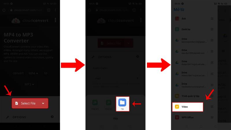 Truy cập vào CloudConvert, tải lên video Tik Tok cần chuyển đổi
