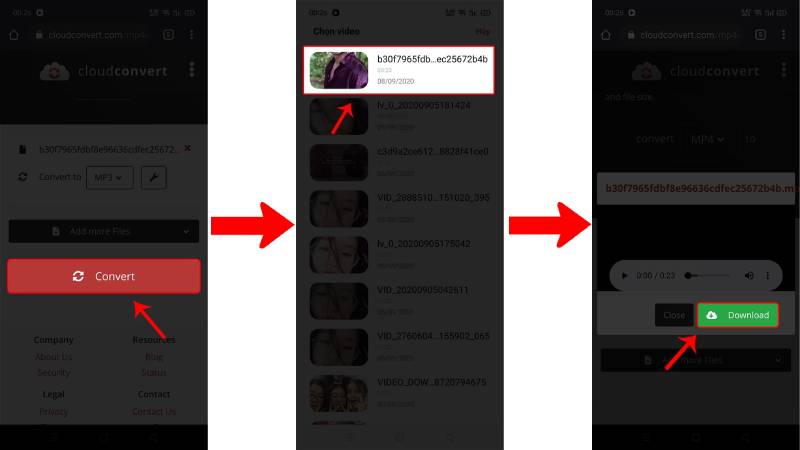 Chọn file video Tik Tok từ thiết bị và tải file MP3 về