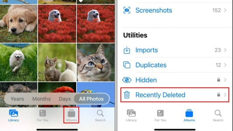 Cách xóa ảnh trong thùng rác iPhone
